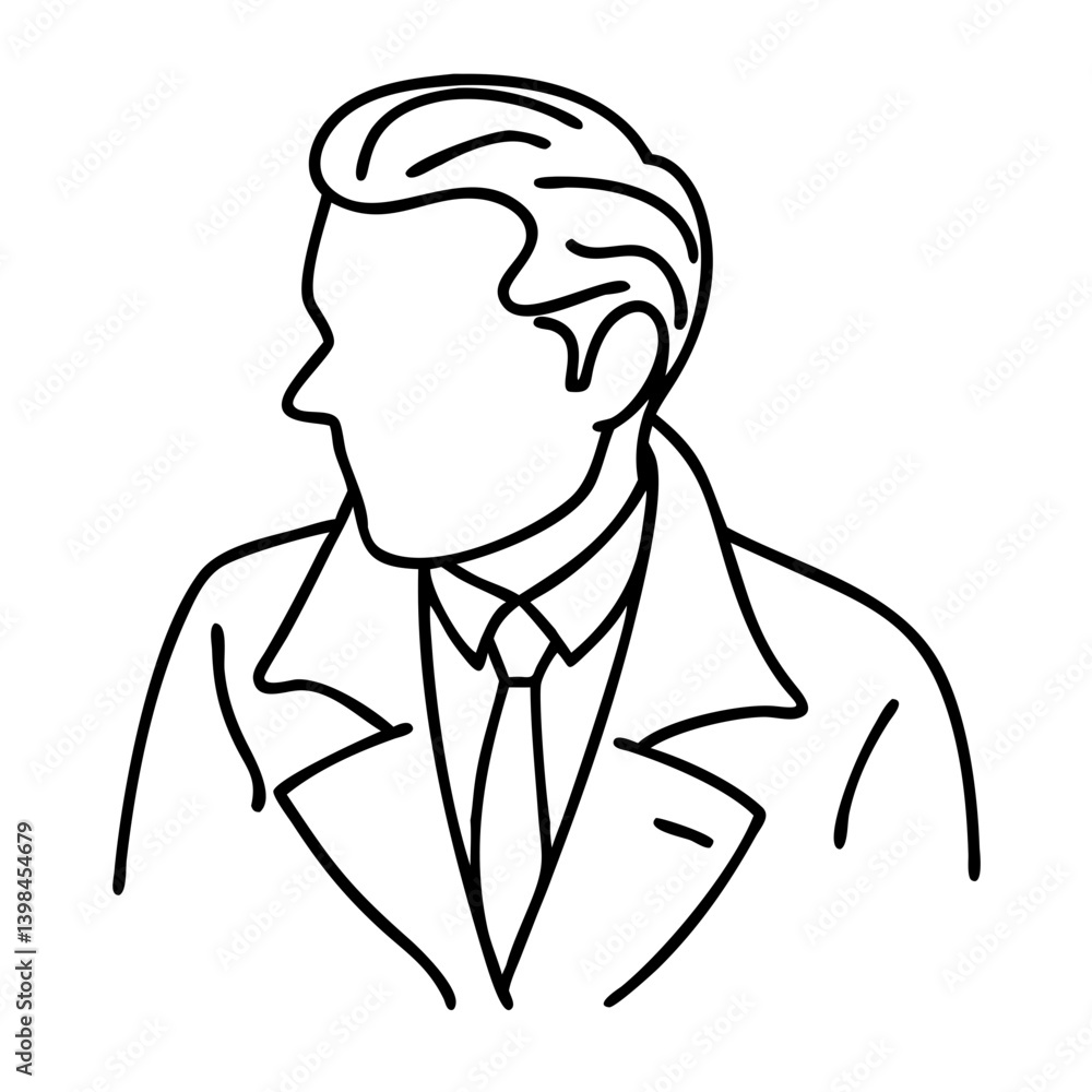 Vector Line Art of Businessman in Suit Side Profile for Branding and Design Vector Line Art of Businessman in Suit Side Profile for Branding and Design