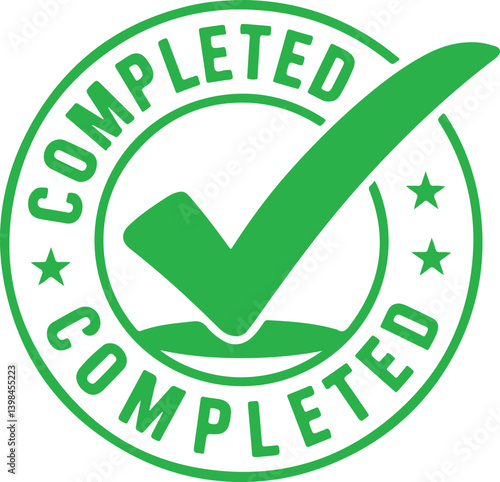 Vector Graphic Featuring a Green Circular Badge with a Large Checkmark, Ideal for Approval and Success Illustrations