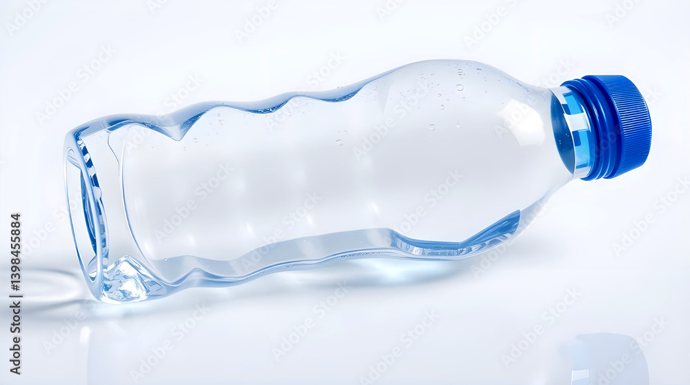 Clear cold water in an isolated blue plastic bottle is a healthy refreshment Clear cold water in an isolated blue plastic bottle is a healthy refreshment
