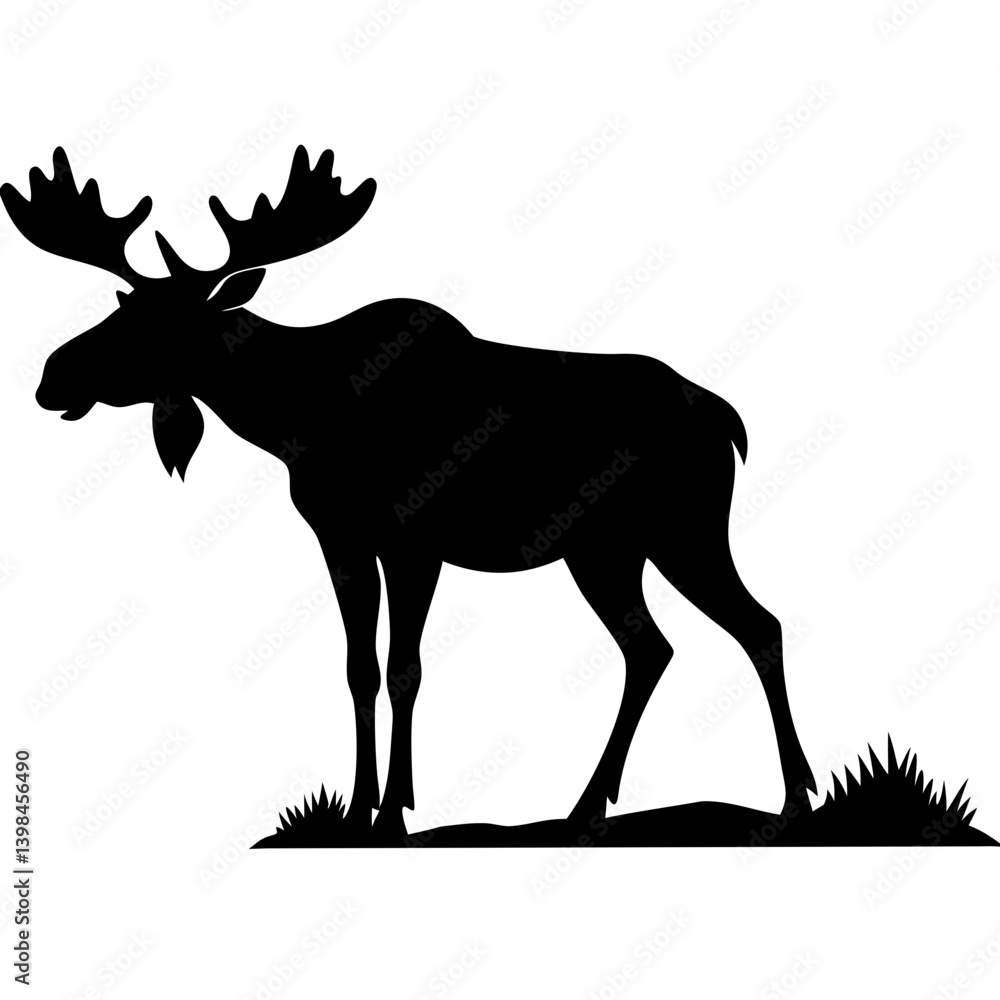 Fototapeta premium Majestic Moose Silhouette Wildlife Vector for Nature Designs and Tattoos