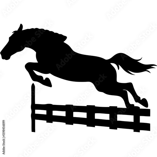 Silhouette of Horse Jumping Over Fence Equestrian Vector Art for Design Projects