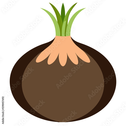 Vector Illustration of Growing Plant Bulb with Leaves for Gardening Design