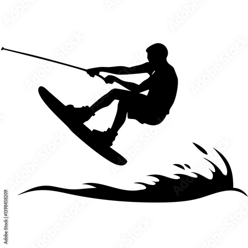 Wakeboarding Silhouette Vector Art for Adventure Sports and Design Projects