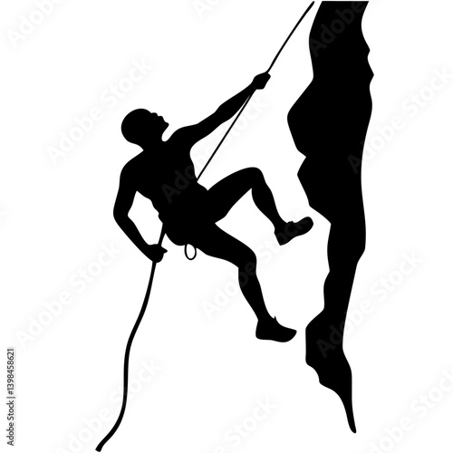Rock Climbing Silhouette Vector Illustrating Adventure and Outdoor Sports Design