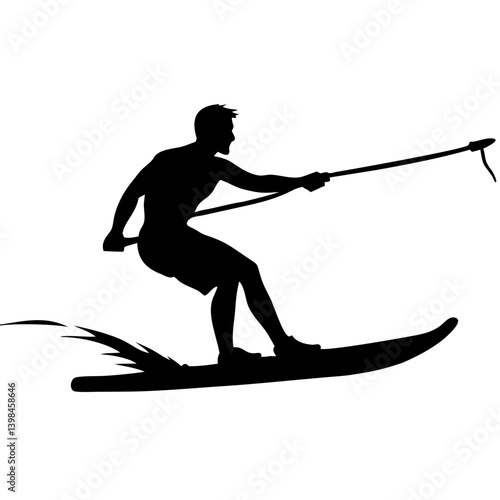 Watersport Enthusiast Wakeboarding Silhouette Vector for Design Projects