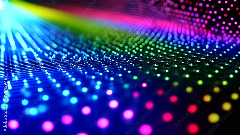 Rainbow LED lights converging, dark background, digital art, website design Rainbow LED lights converging, dark background, digital art, website design