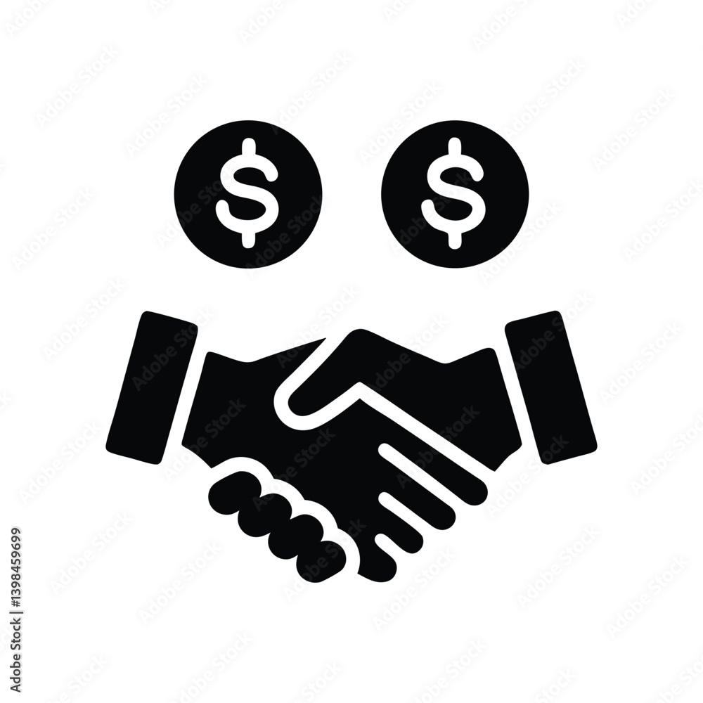 Business Deal Handshake with Dollar Coins Isolated on a Transparent Background Business Deal Handshake with Dollar Coins Isolated on a Transparent Background
