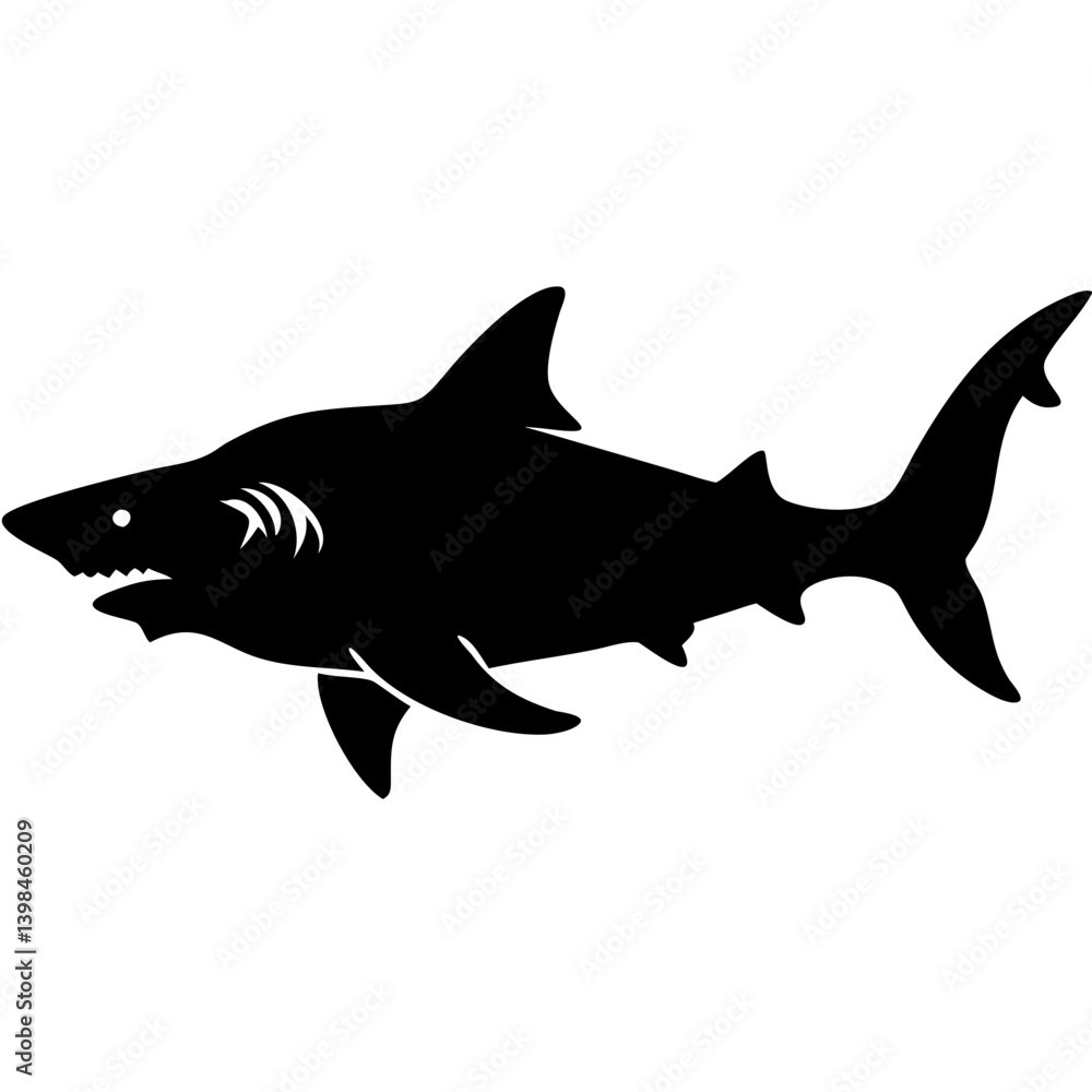 Black Shark Silhouette Vector Sea Predator Illustration for Tattoos and Graphic Design Black Shark Silhouette Vector Sea Predator Illustration for Tattoos and Graphic Design