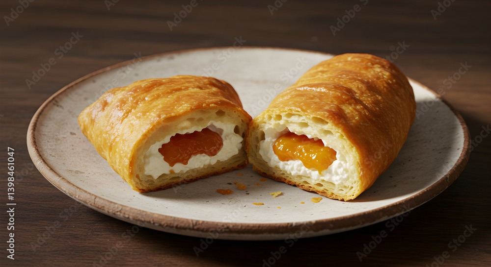Delicious Breakfast Pastry With Cream Cheese And Apricot Jam Dessert Delicious Breakfast Pastry With Cream Cheese And Apricot Jam Dessert