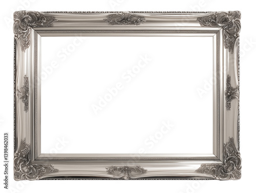 Elegant vintage silver frame designed for showcasing artworks or photographs in a classic setting