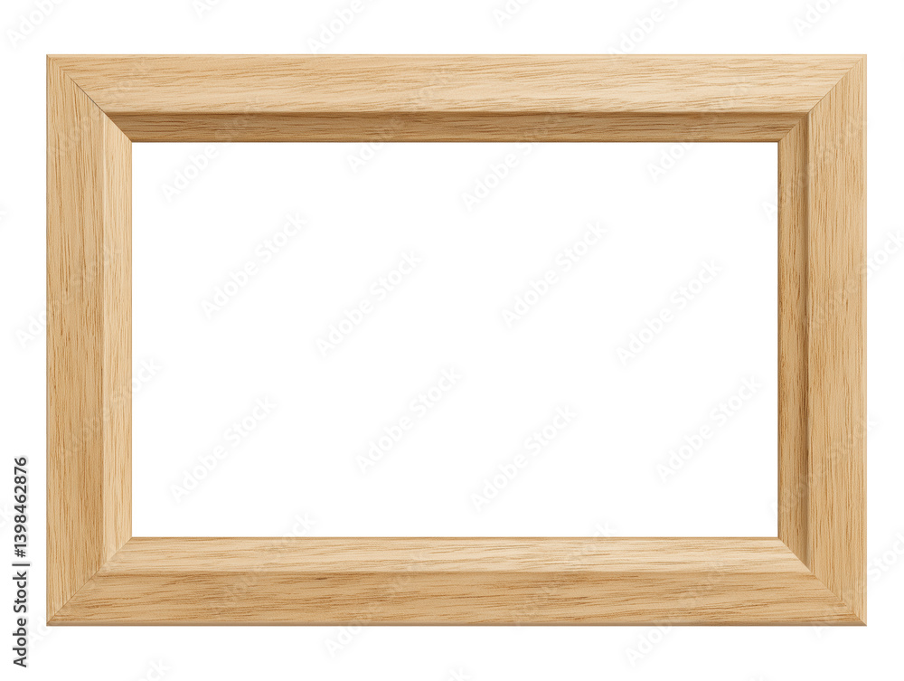 Empty wooden frame ready for artwork display in a cozy interior setting Empty wooden frame ready for artwork display in a cozy interior setting