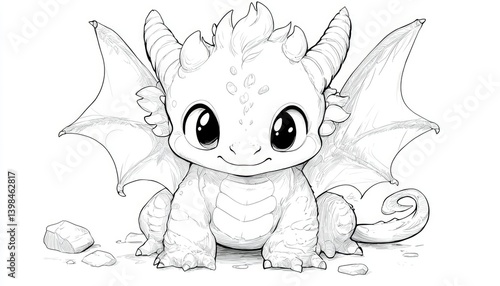 Cute dragon coloring page