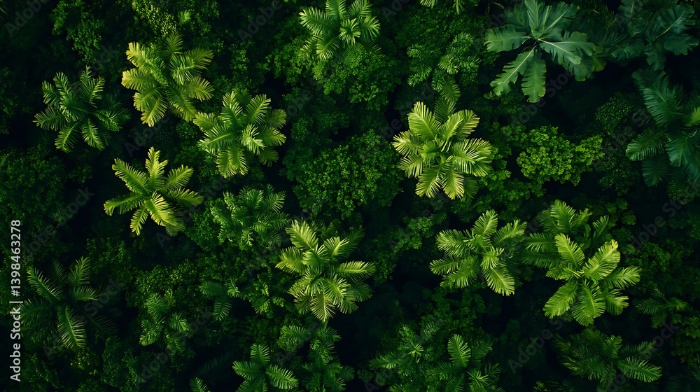 Aerial View of Lush Rainforest Canopy in Sunlight Aerial View of Lush Rainforest Canopy in Sunlight