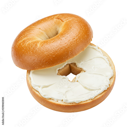 Stock photo of bagel with cream cheese perfect for breakfast or brunch