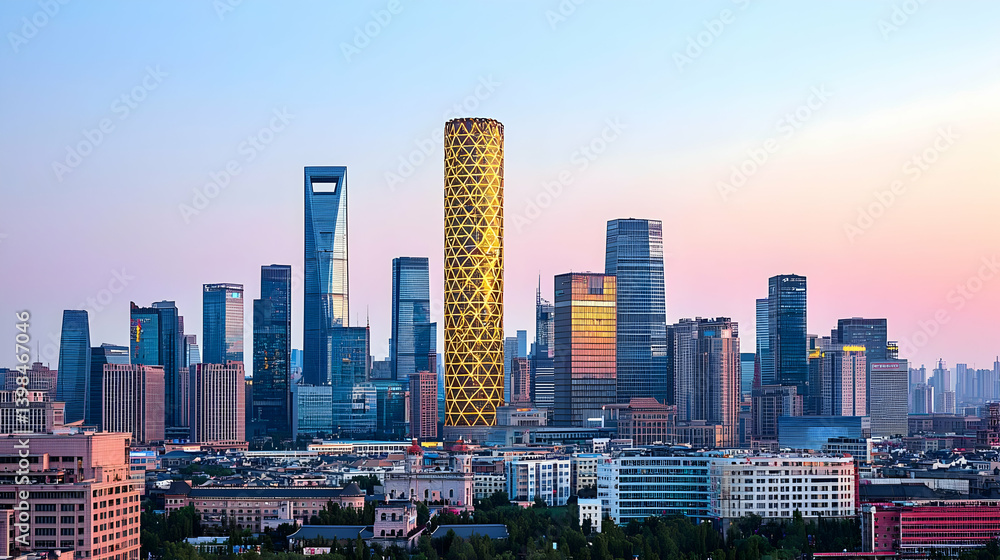 Obraz premium Sunrise Cityscape Of Modern Skyscrapers In China