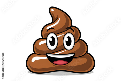 Happy Poop Emoji Cartoon Illustration