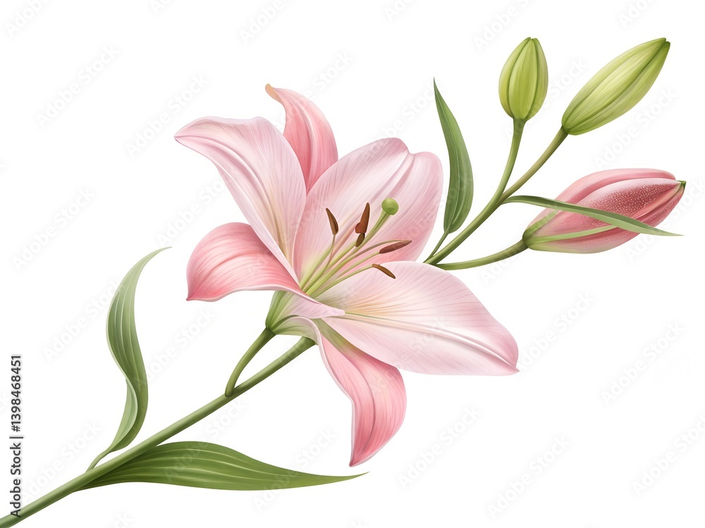 image is a digital illustration featuring a pink lily flower image is a digital illustration featuring a pink lily flower