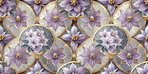 Elegant floral pattern featuring lavender and cream tones with intricate details.