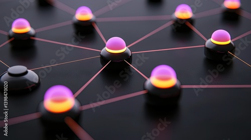 Obraz na płótnie Abstract graphic depicting a network of connected luminous components w salonie