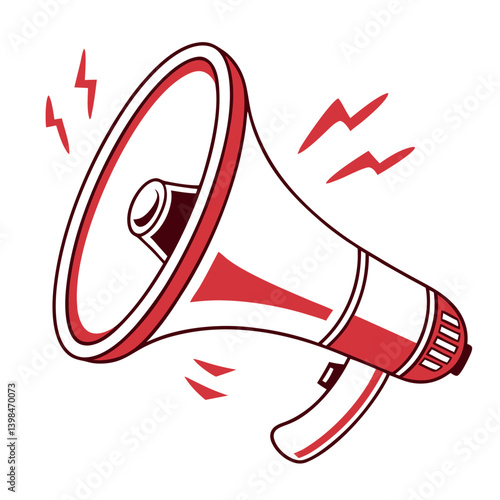 Simple Vector Activism Megaphone Icon with Sound Waves for Social Advocacy in Editable Design