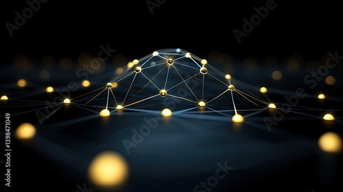 Fototapeta Naklejka Na Ścianę i Meble -  Glowing spheres connected by lines forming an abstract geometric structure