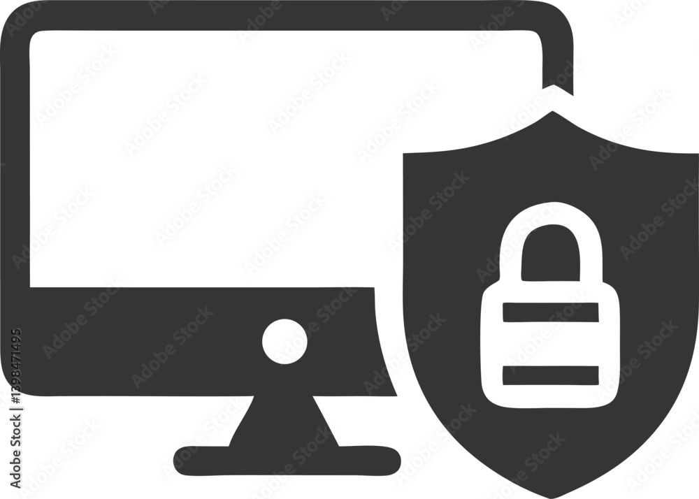 PC Computer Security Shield and Padlock System, Isolated Transparent Background PC Computer Security Shield and Padlock System, Isolated Transparent Background
