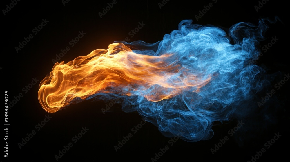 Fototapeta premium Abstract Fire and Ice: A Dynamic Contrast of Orange and Blue
