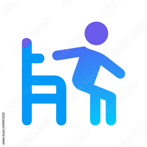 Icon of a person standing up off a chair in rehabilitation  
