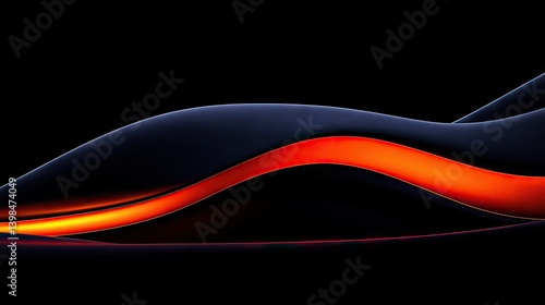 Abstract modern design features flowing curves with bright orange highlight