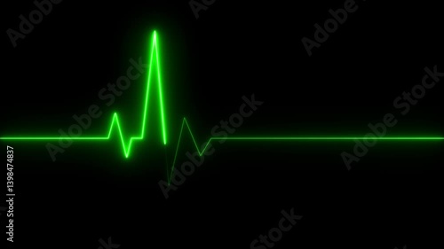Heartbeat monitor EKG line monitor showing heart pulse .Neon sign heartbeat signal animation , Glowing white color neon heartbeat icon. Heart bit signal animated 