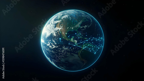 Wallpaper Mural Digital Illustration Of Earth With Network Connections Torontodigital.ca