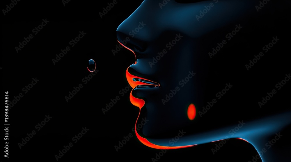 Abstract digital art showing the profile of a human face