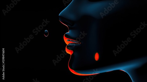 Obraz na płótnie Abstract digital art showing the profile of a human face w salonie