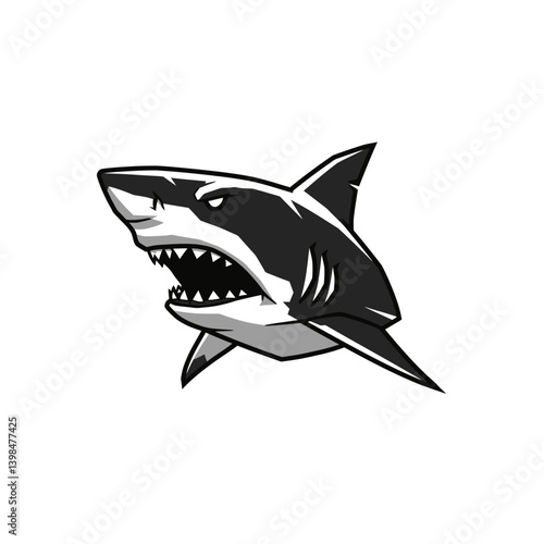 Aggressive Great White Shark Illustration Vector Art