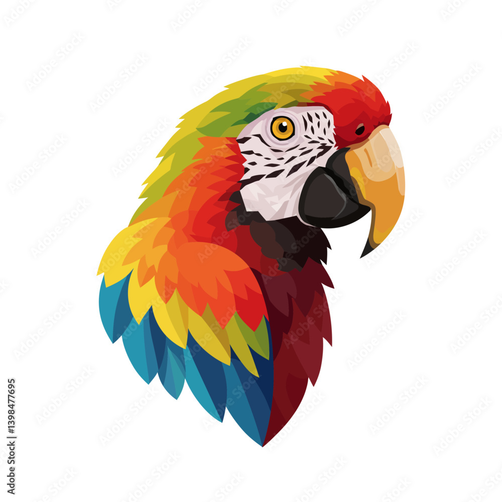 Fototapeta premium Vibrant Scarlet Macaw Parrot Head Illustration