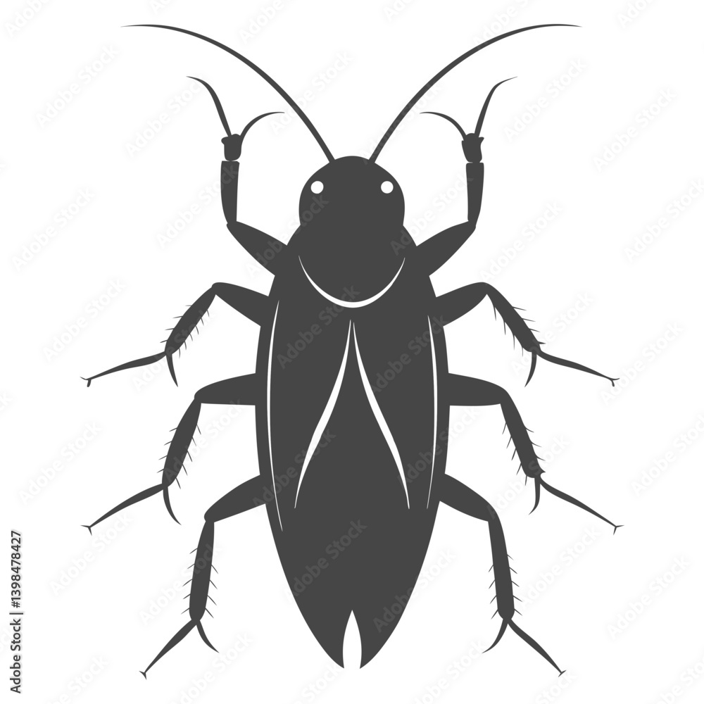 Black Silhouette Illustration of a Cockroach Black Silhouette Illustration of a Cockroach