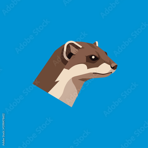 Stoat Head Profile Vector Illustration of a Mustela Erminea