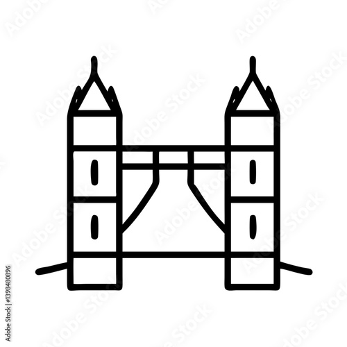 Outline drawing of london tower bridge landmark icon vector illustration for travel guide design