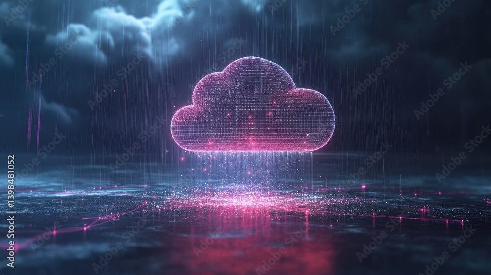 Digital Cloud Data Rain Network Abstract Digital Cloud Data Rain Network Abstract