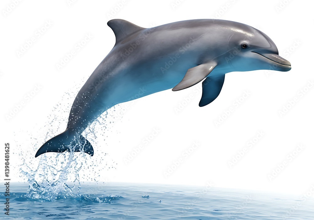 Fototapeta premium Dolphin jumping isolated on white
