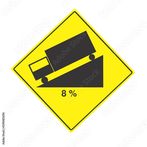 steep descent 8% sign down side