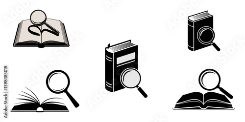 Books and note pads sketches and doodles, Books and notepads sketch collection, book with flying paper airplane set black silhouette, Book Icon on Black and White Vector Backgrounds, Paper Airplane.