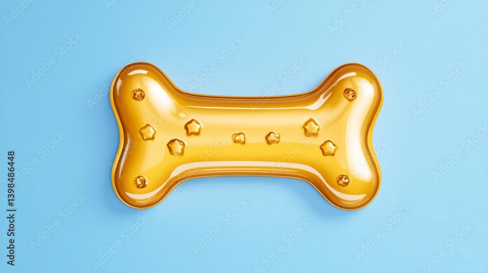 A vibrant, glossy dog bone on a light blue background, perfect for pet-related themes and products. A vibrant, glossy dog bone on a light blue background, perfect for pet-related themes and products.