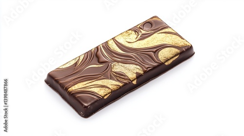 Obraz na płótnie Luxurious chocolate bar with a swirl pattern. Rich brown tones blend seamlessly with golden highlights. Ideal for indulgence or gifting. Generative AI w salonie