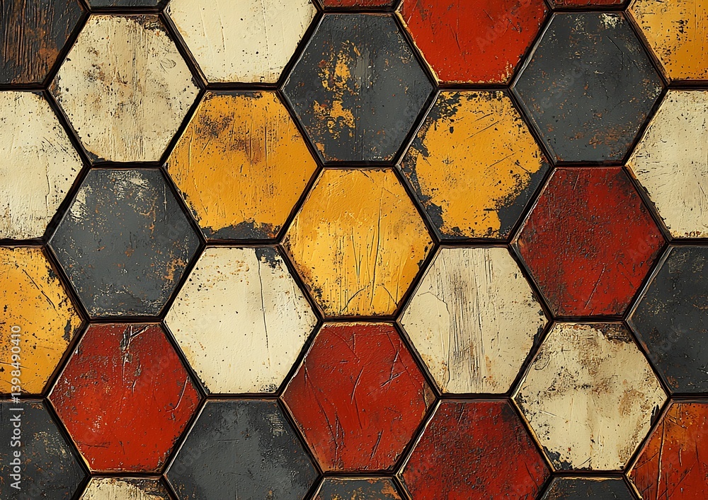 custom made wallpaper toronto digitalA professional vector design of tessellating hexagons in warm terracotta and sand colors, creating a harmonious pattern with crisp edges and subtle texture for a tactile feel.
