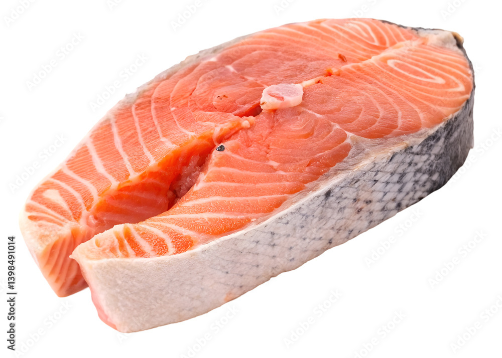 Salmon steak fresh fish slice isolated on transparent background Generative Ai. Salmon steak fresh fish slice isolated on transparent background Generative Ai.