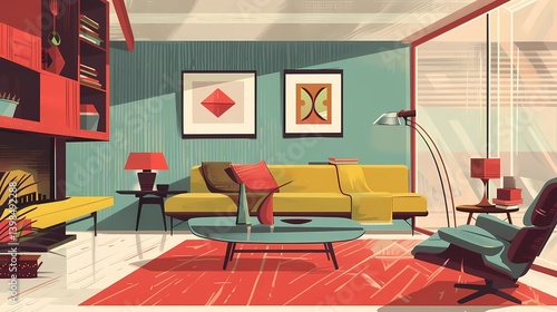 A Retro Mid-Century 50's Design Elements, Generative AI illustrations.