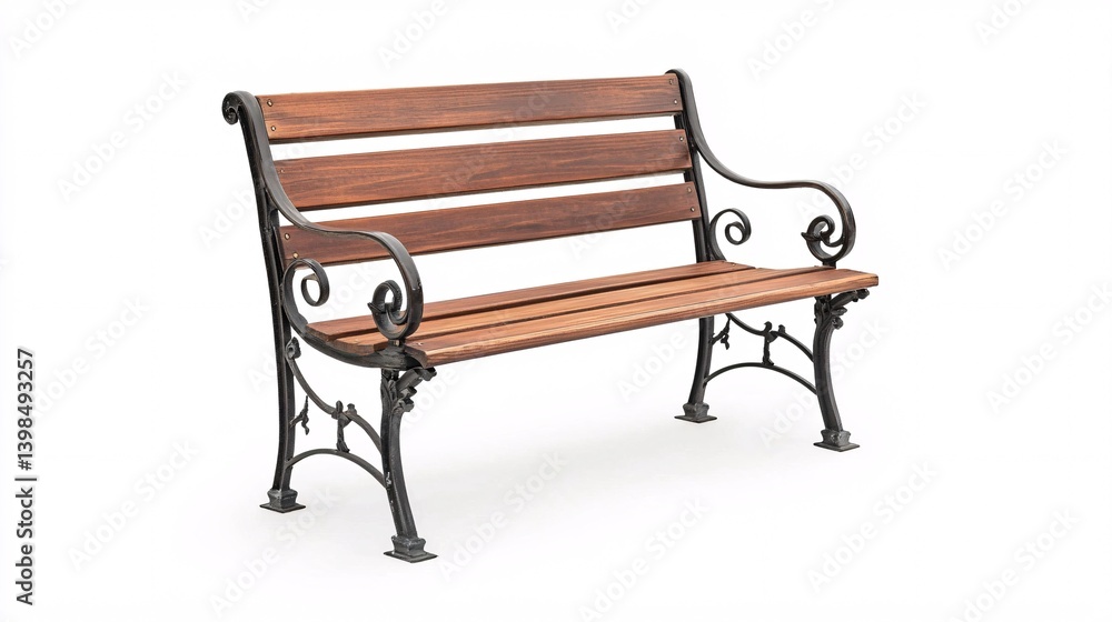 Classic Iron and Wood Park Bench for Outdoor and Garden Use Classic Iron and Wood Park Bench for Outdoor and Garden Use