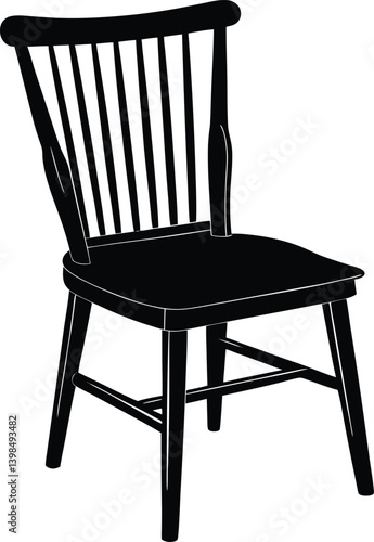 Wooden Chair Silhouette Vector | Furniture, Home & Interior Line Art