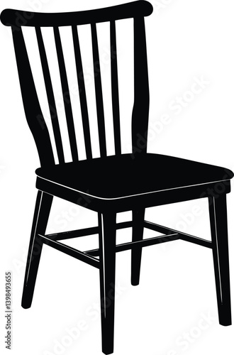 Wooden Chair Silhouette Vector | Furniture, Home & Interior Line Art